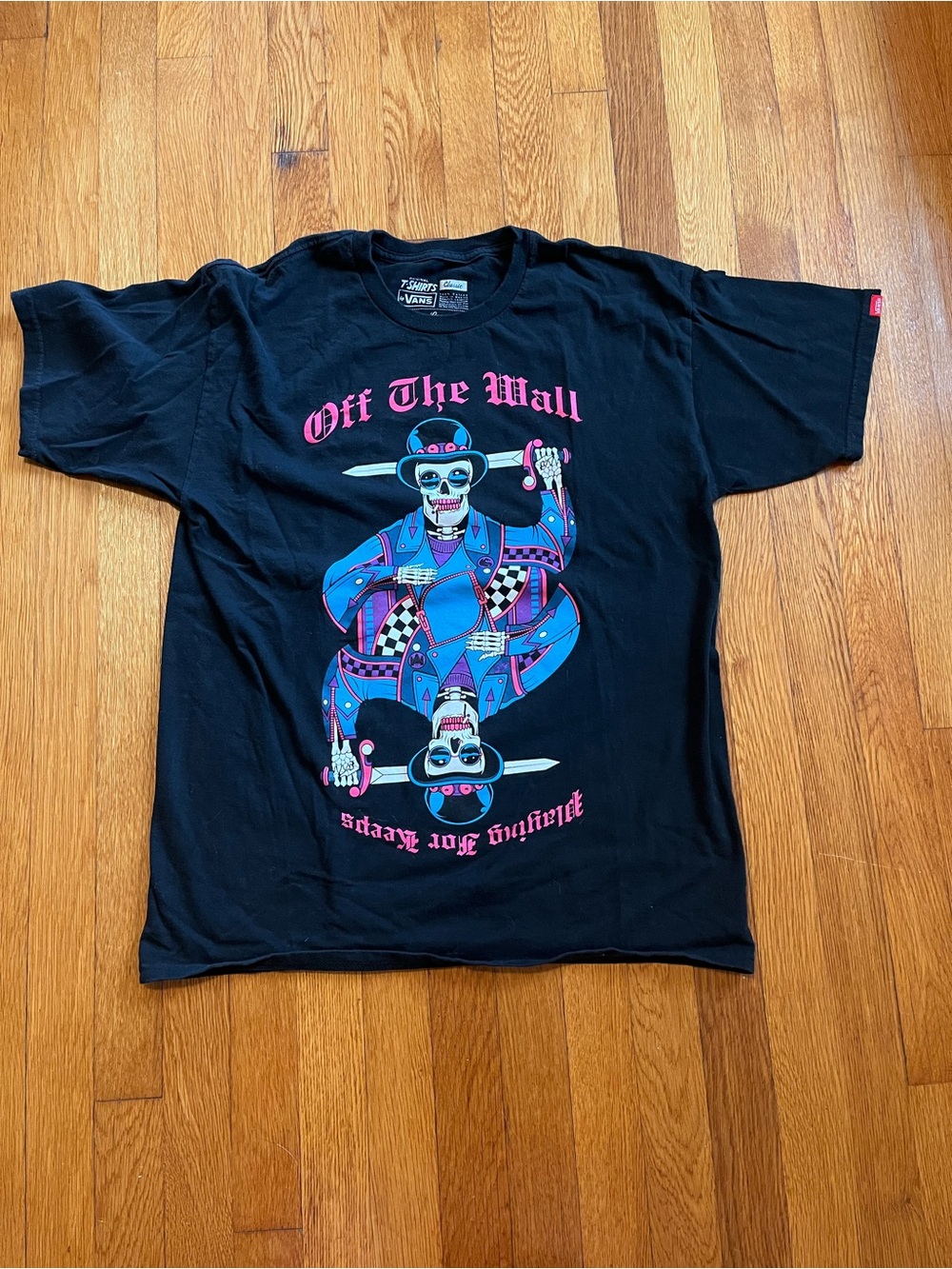 VANS OFf The Wall Playing Card Skull Graphic Tee Shirt L